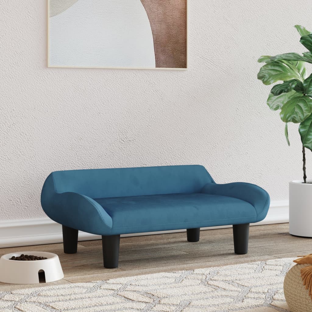 Cama Para Perros De Terciopelo Azul 70x40x24 Cm / Vetonek_3