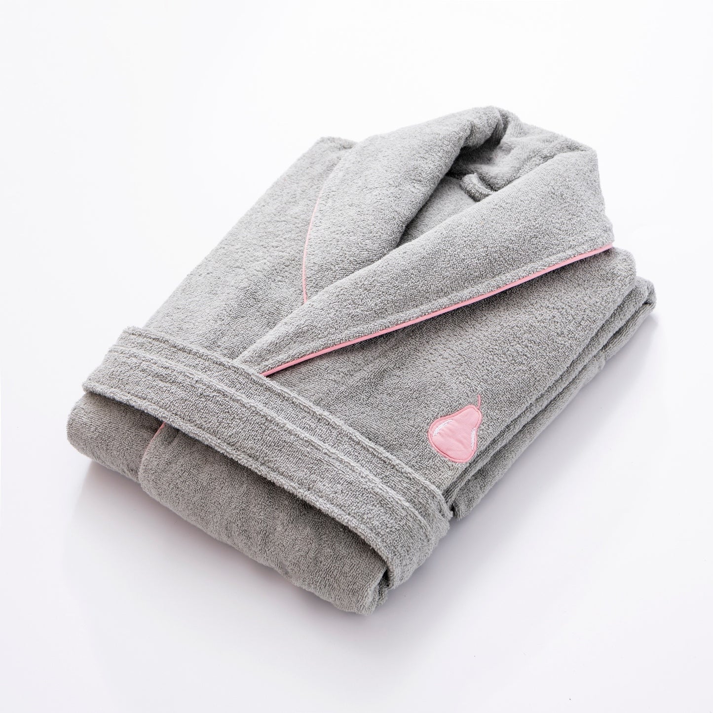 Albornoz L/xl 380gsm 100%algodon Gris Con Pera Rosa Benetton Fruits Be_3