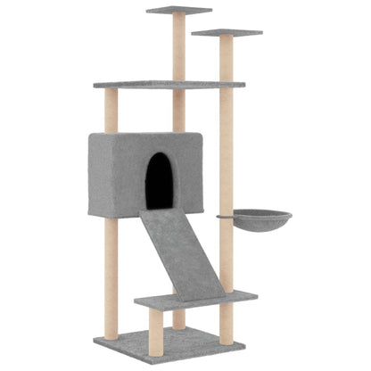 Rascador Para Gatos Con Postes De Sisal Gris Claro 153 Cm_0