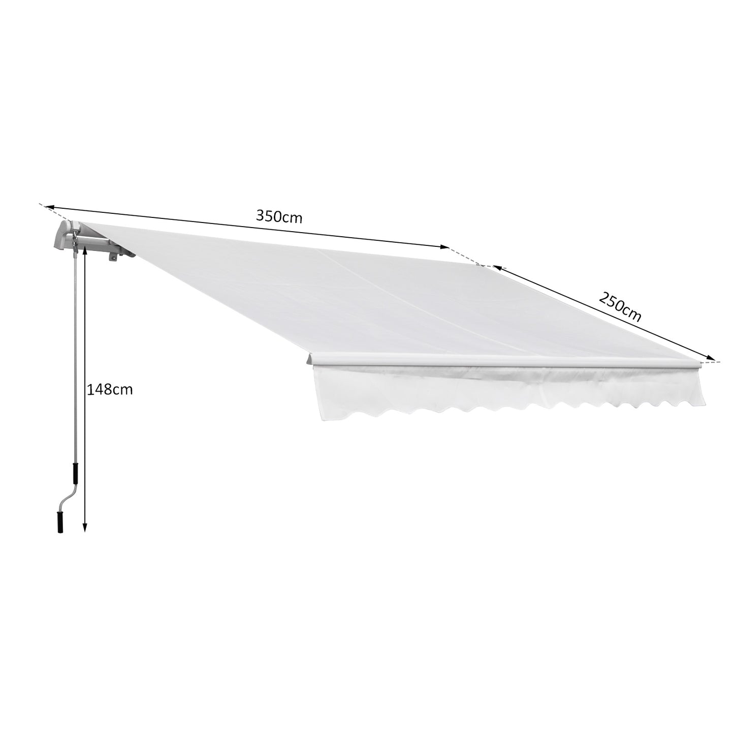Outsunny Toldo Manual Plegable De Aluminio Con Manivela 3,5x2,5m Blanco_2