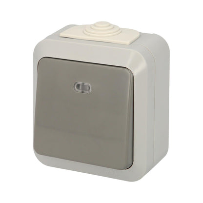 Pulsador Oryx Con Luz Y Tapa Gris