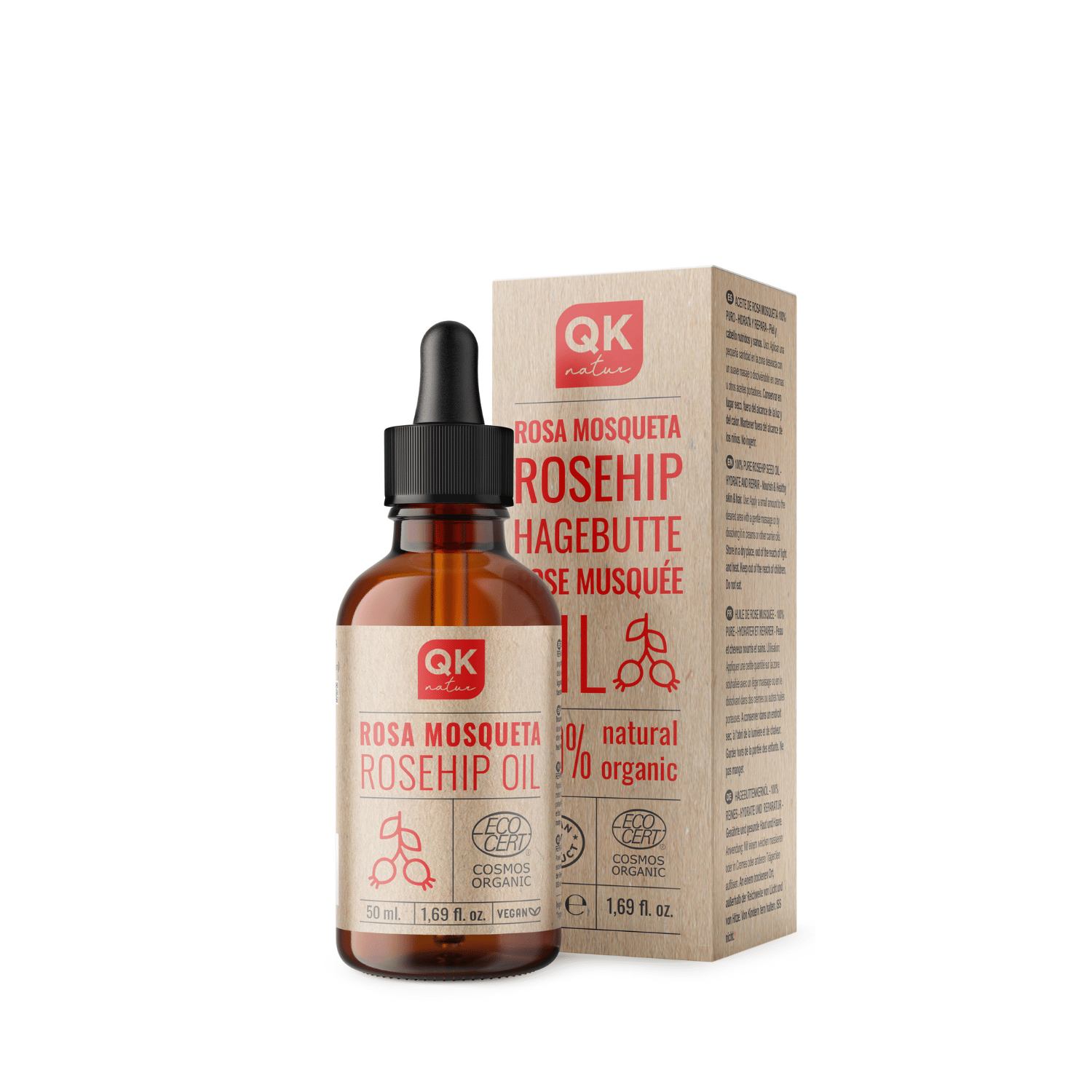 QKnatur - Aceite De Rosa Mosqueta 100% Puro Orgánico - 50 Ml - Para Cicatrices Y Estrías - Antiarrugas Y Antiedad_0