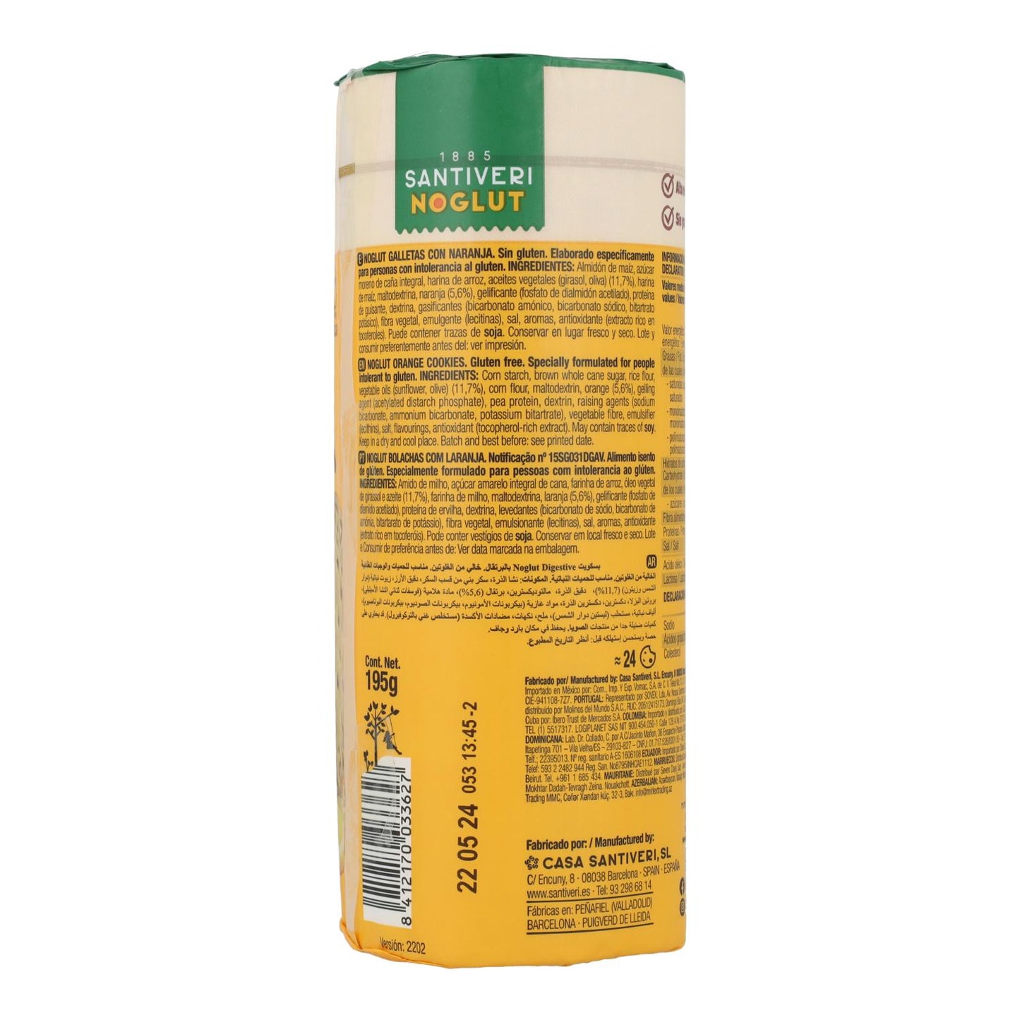 Bolachas Sabor Laranja Sem Glúten Santiveri Noglut 195 g