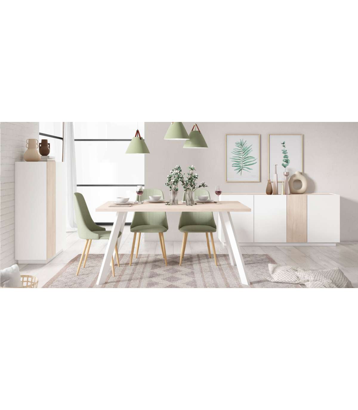 Mueble Aparador Modelo Celia 4 Puertas Acabado Blanco/sahara, 180cm(ancho) 78cm(alto) 41.6_2