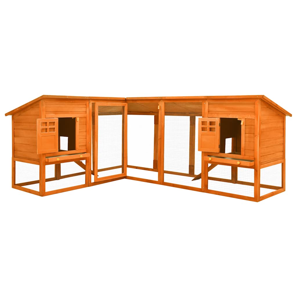 Conejera De Exterior Con Corredor Madera Maciza Abeto Marrón_0