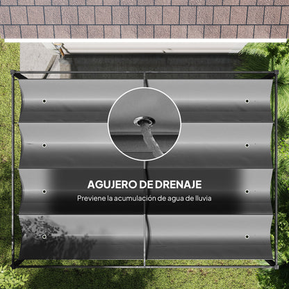 Outsunny Pérgola Con Techo Retráctil 4x3 M Resistente Al Agua Gris Oscuro_5