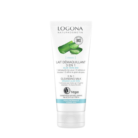 Leite de Limpeza 3 em 1 com Aloé Vera, LOGONA, 100ml