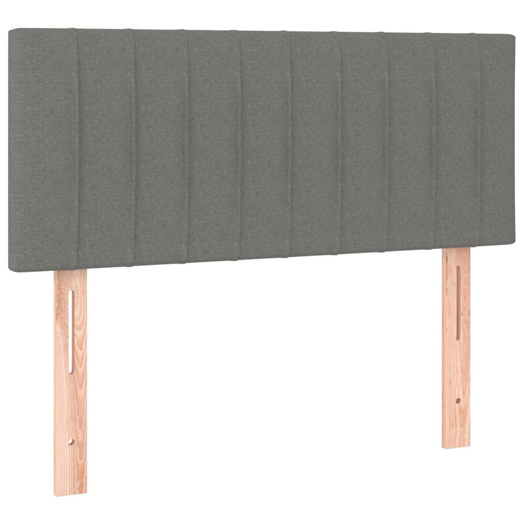Cama Box Spring Con Colchón Y Led Tela Gris Oscuro 90x190 Cm / Vetonek_4