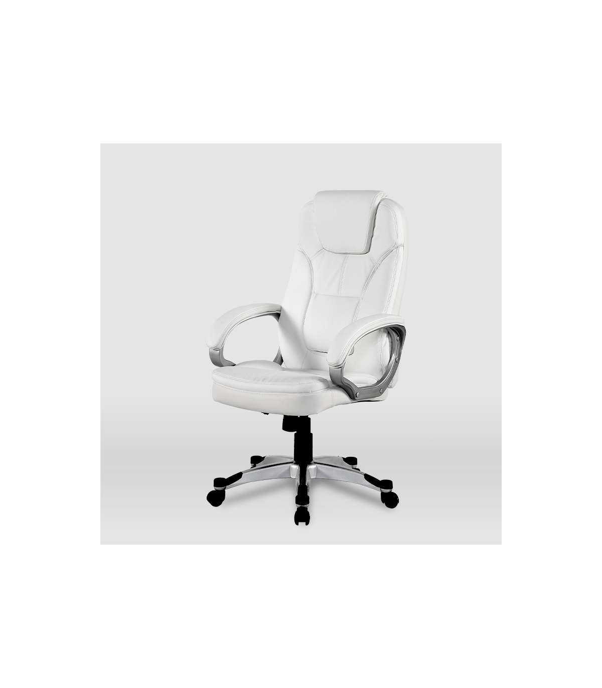 Silla De Oficina Elisabeth En Piel Sintética Blanca. Alto: 115.5/125.5cm Ancho: 64.5cm Fo_1