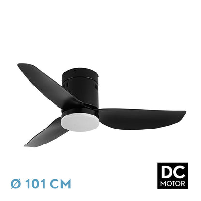 Ventilador Dc Borax 20w Negro 3aspas 6vel 3000-4000-6500k 2350lm Remoto, Memoria Y Temporizador 27x101x101cm_0