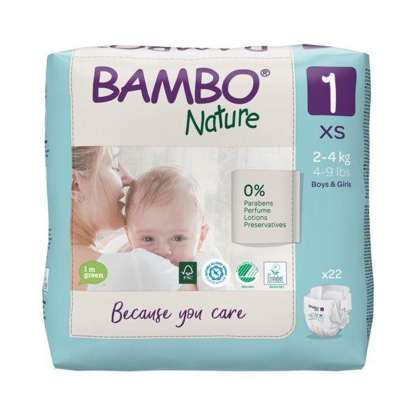 Fralda T1 recém-nascido (2-4kg) Bambo Nature 22 unidades