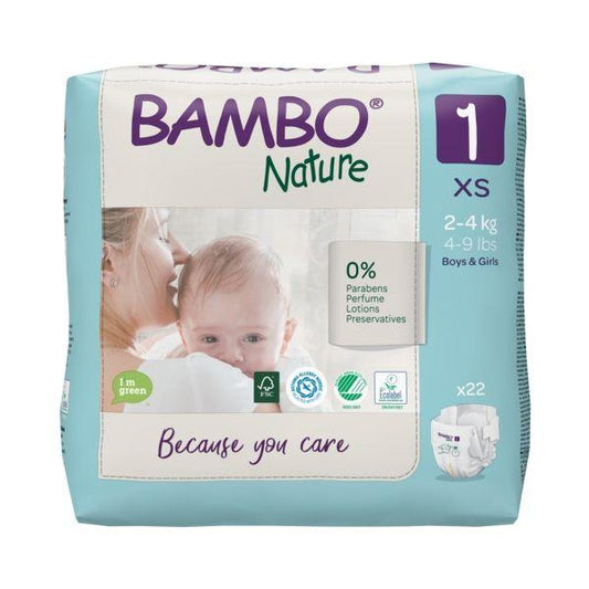 Fralda T1 recém-nascido (2-4kg) Bambo Nature 22 unidades