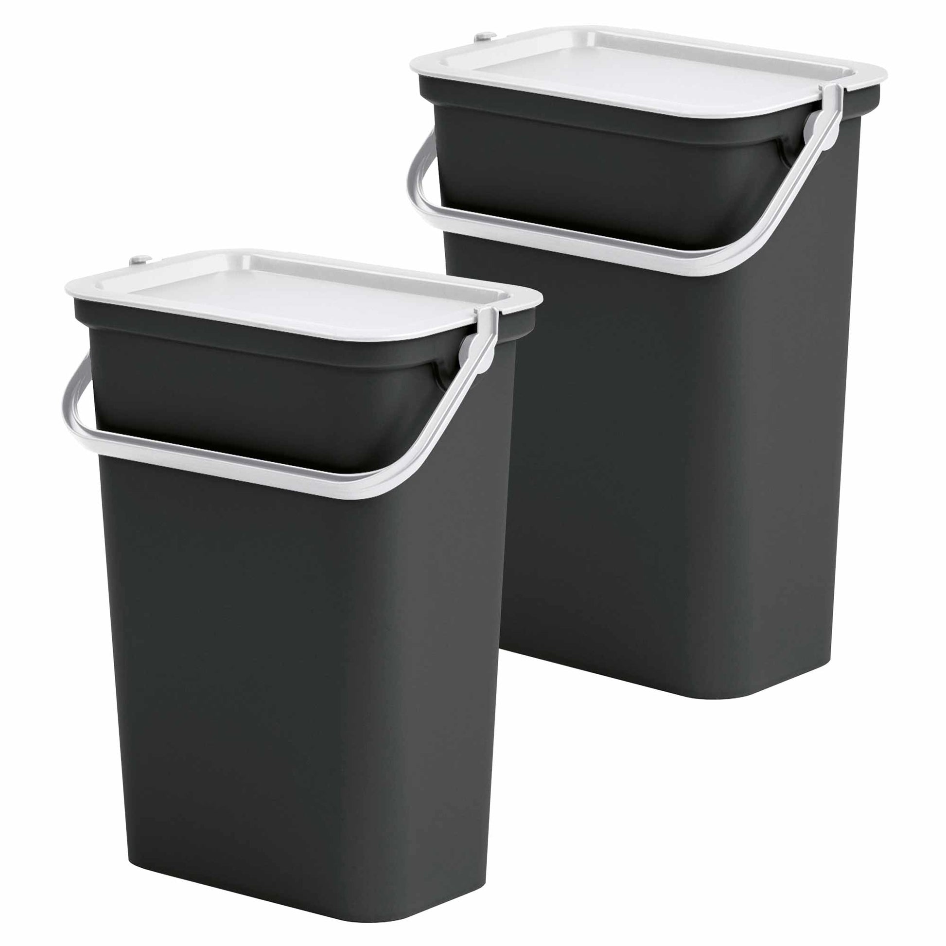 Set De 2 Papeleras moda 10l Con Asa Blanco Y Negro_0