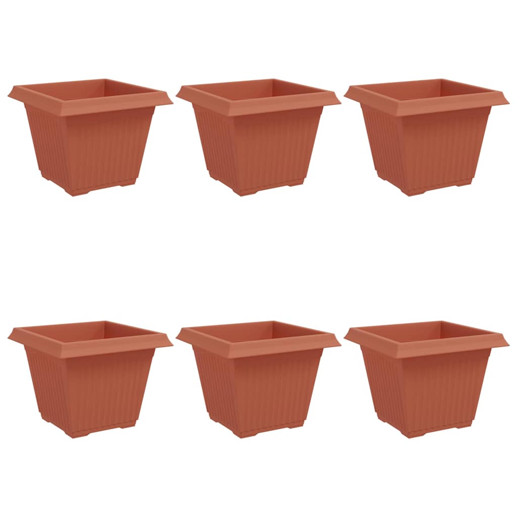 Maceta Cuadrada Para Flores 6 Uds. Rojo Ladrillo Plástico_0