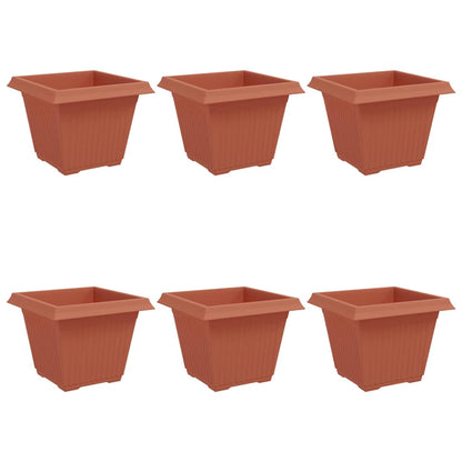 Maceta Cuadrada Para Flores 6 Uds. Rojo Ladrillo Plástico_0
