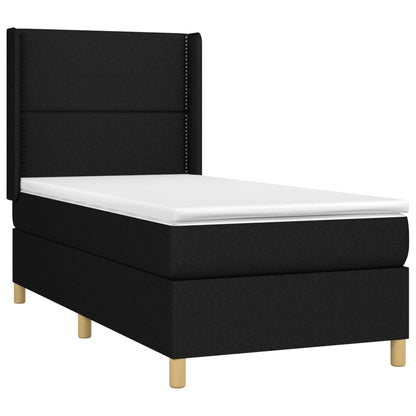 Cama Box Spring Colchón Y Luces Led Tela Negro 80x200 Cm / Vetonek_1