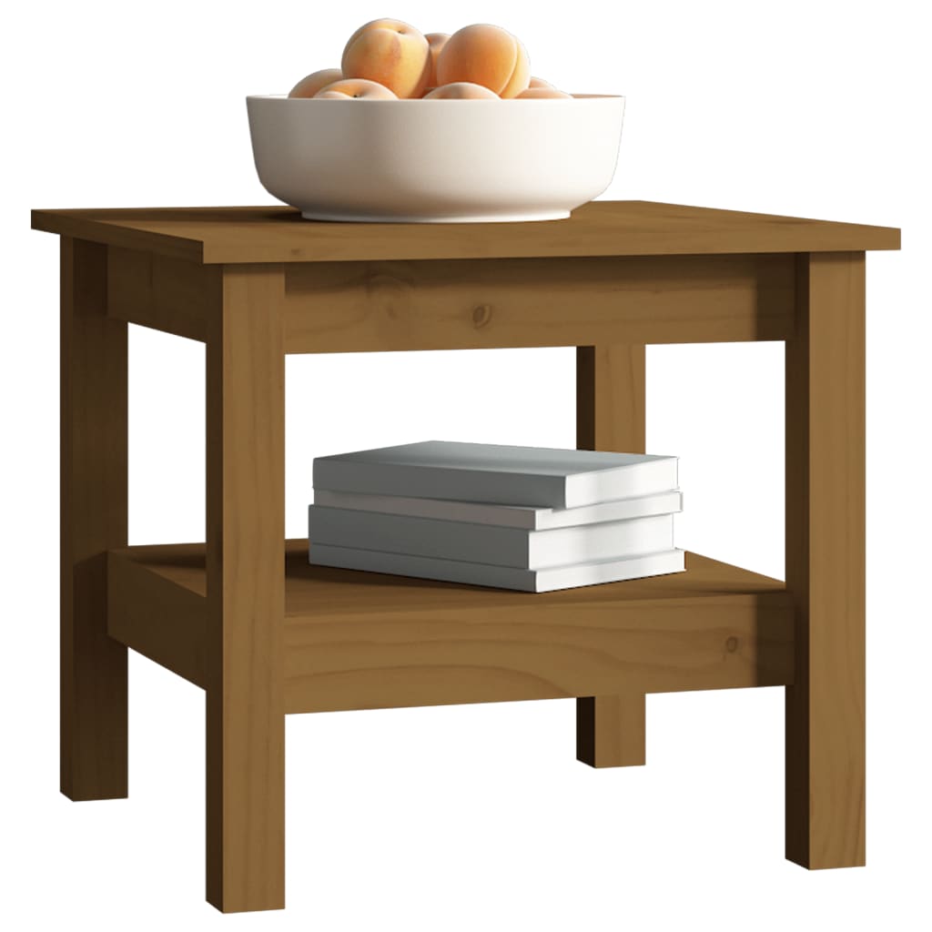 Mesa De Centro Madera Maciza De Pino Marrón Miel 45x45x40 Cm_3