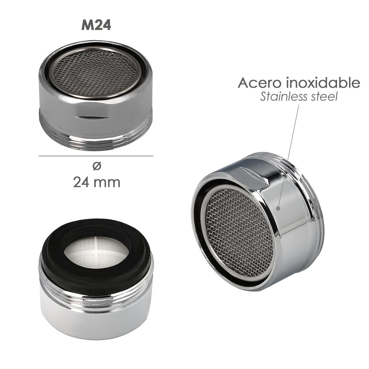 Atomizador Grifos / Monomando M24  (2 Piezas) Filtro Aireador Grifo, Economizador De Agua, Difusor Grifo, Aireador Economizador_1