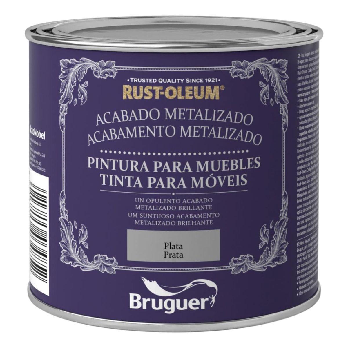 Tinta para mobiliário metálica prateada Xylazel 500 ml