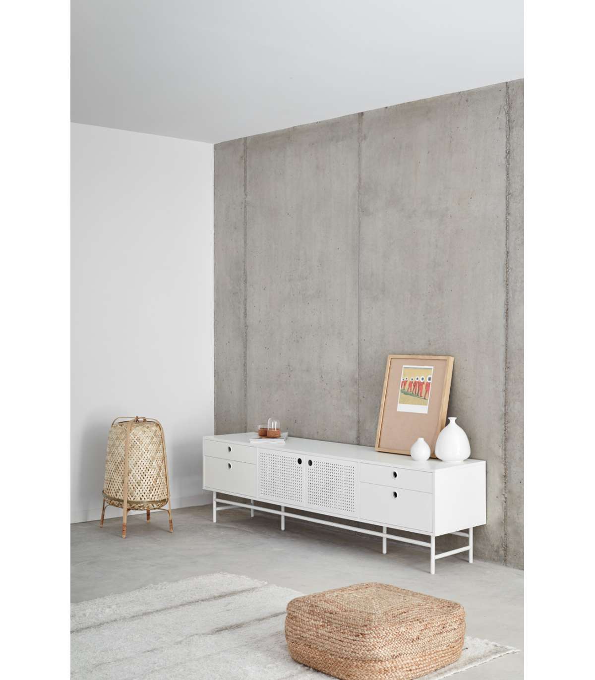 Mueble Televisión Para Comedor Modelo Punto 2 Puertas 4 Cajones Acabado Blanco, 40cm(anch_5