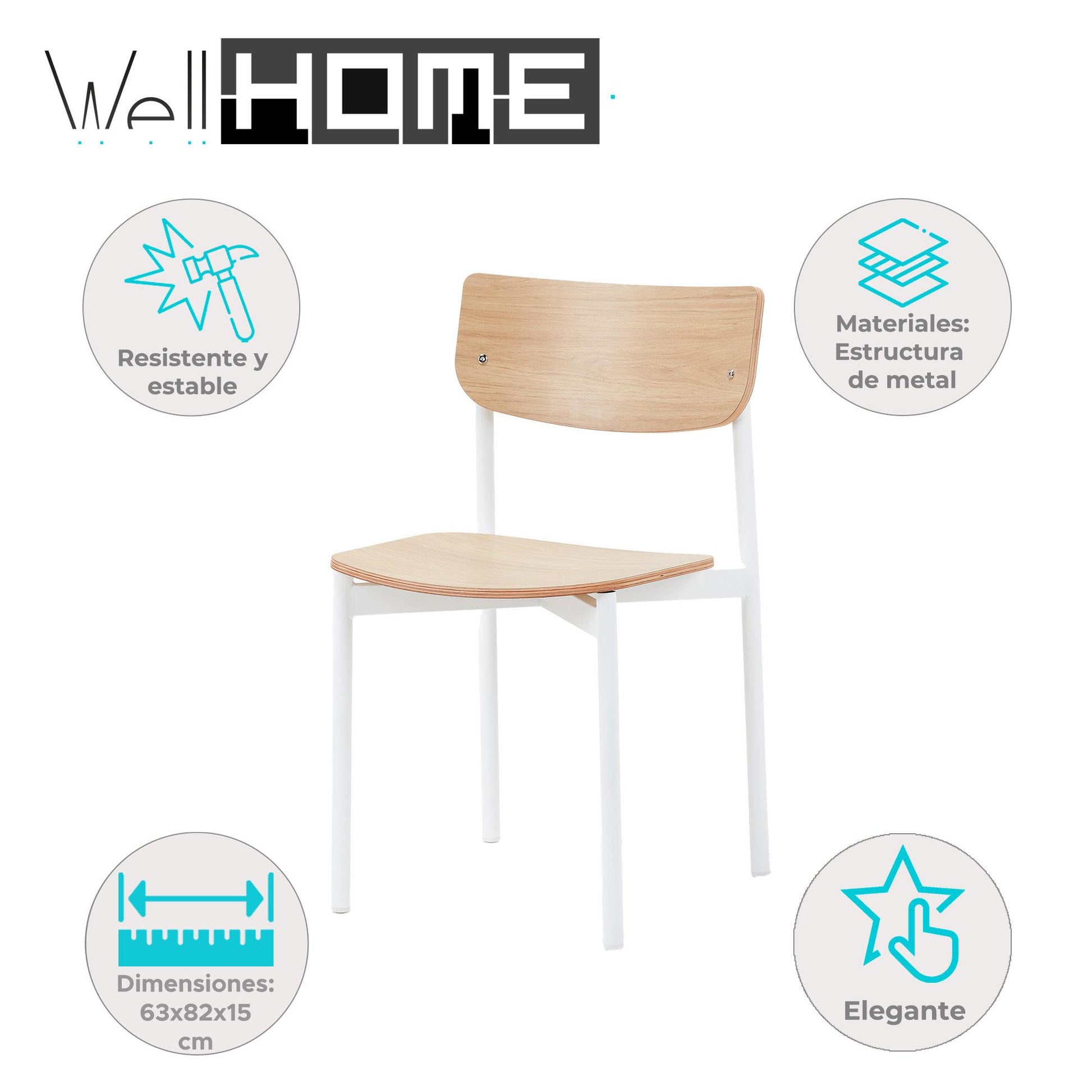Silla Sheila Madera Y Blanca - Estilo Retro Y Minimalista 63x82x15cm - Well Home_1