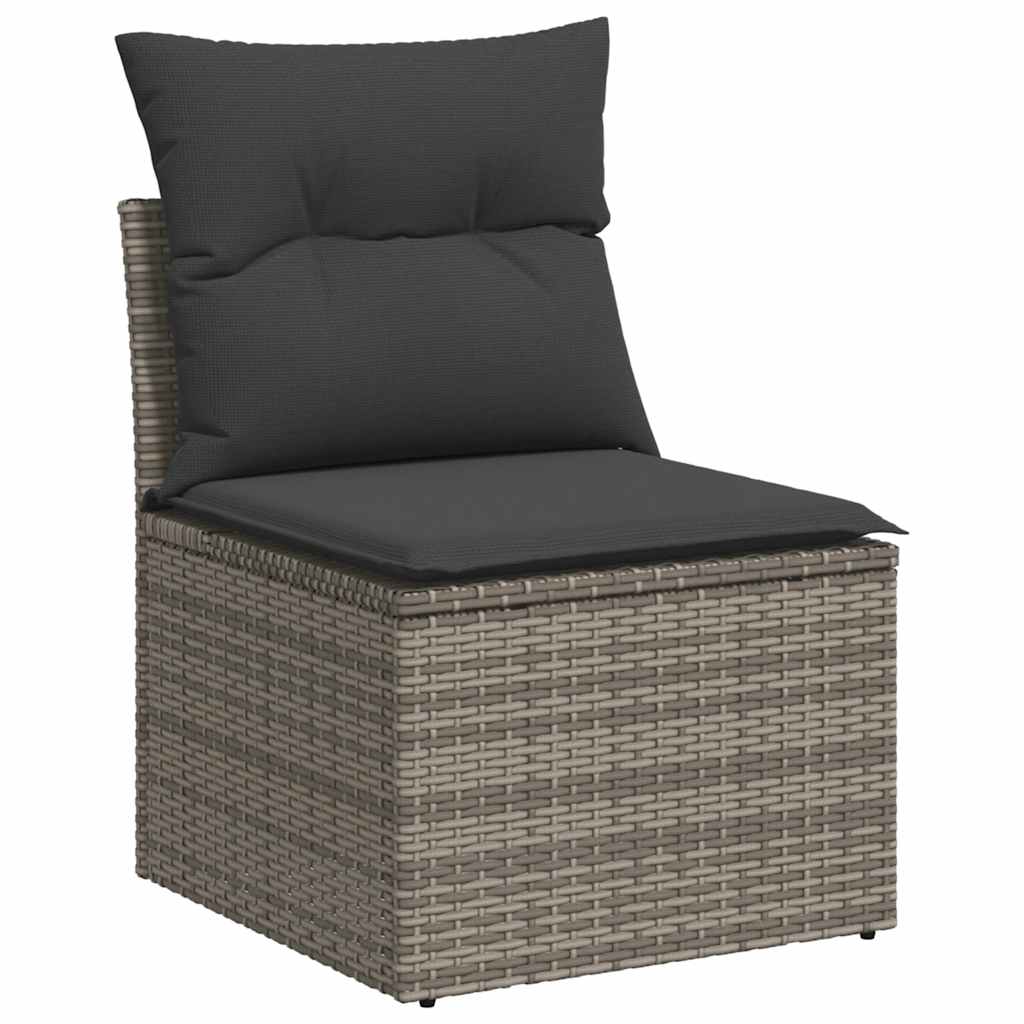 Set De Muebles De Jardín 6 Pzas Y Cojines Ratán Sintético Gris / Vetonek_4