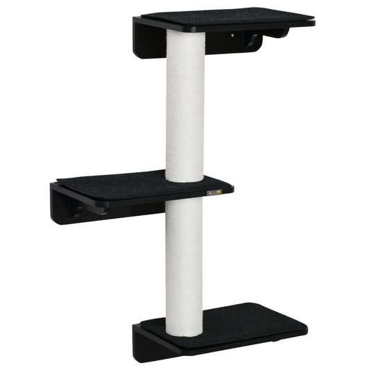 Pawhut Árbol Para Gatos De Pared Con 3 Plataformas Cojín Extraíble 63x28x93,5 Cm_0