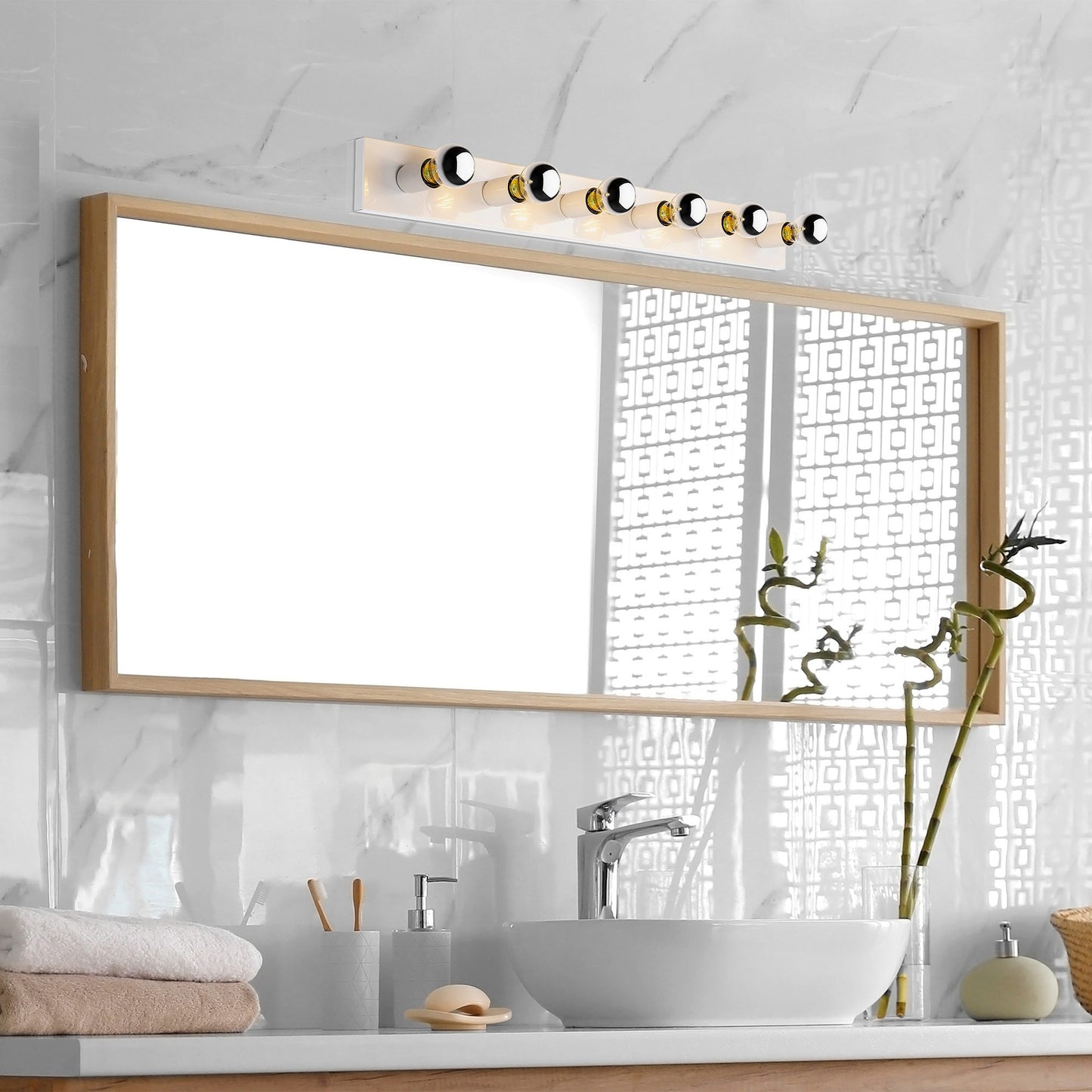 Aplique De Pared, Metal , Blanco, 10x10x91, Casquillo 6 X E27 Max 40 W