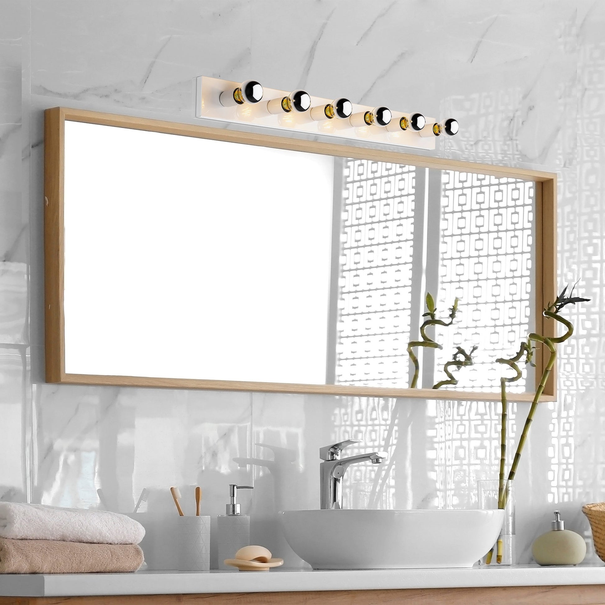 Aplique De Pared, Metal , Blanco, 10x10x91, Casquillo 6 X E27 Max 40 W