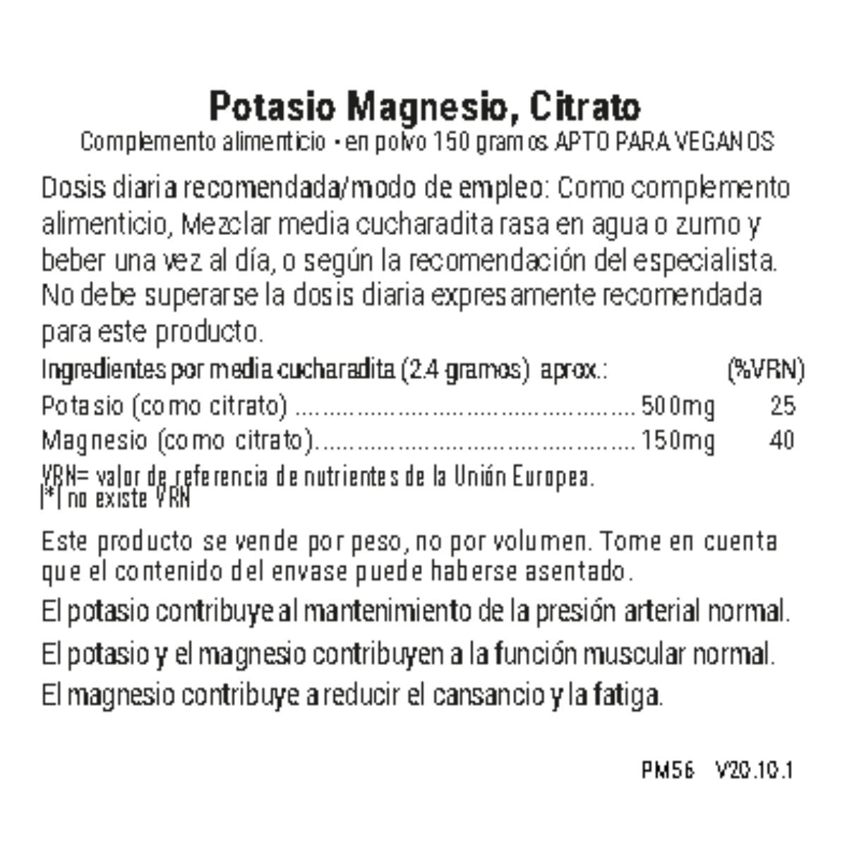 Citrato de Potássio e Magnésio em Pó Viridian 150 g