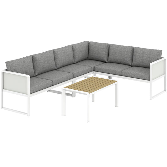 Muebles De Jardín Outsunny Metal, Texteline Gris Claro Y Blanco 120x59.5x62.5 Cm_0
