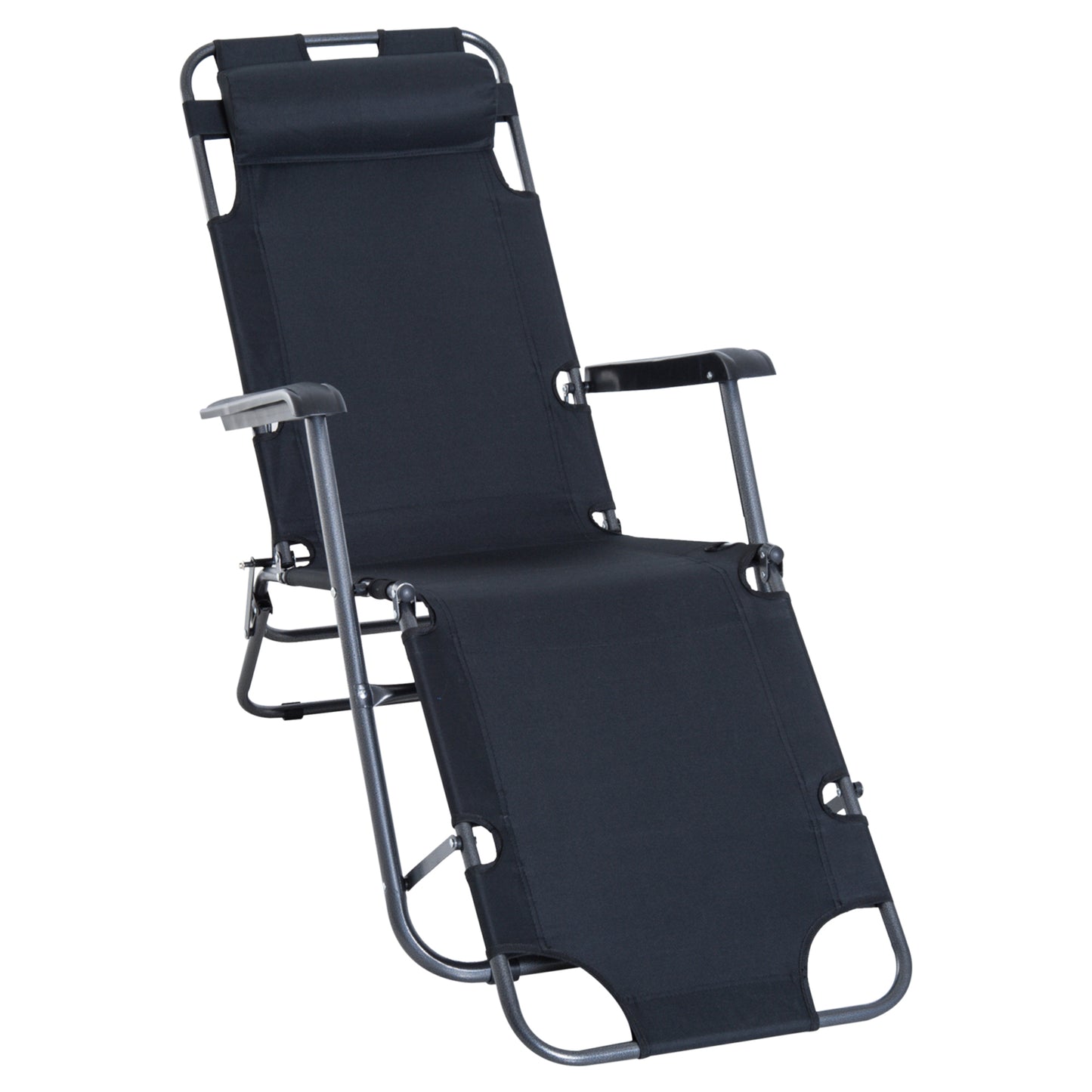 Outsunny Tumbona Reclinable Y Plegable Con Respaldo Ajustable 135x60x89 Cm Negro_0