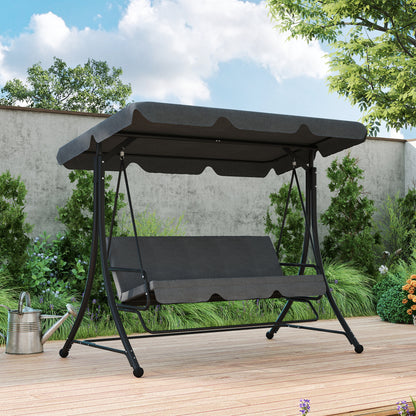Outsunny Columpio De Jardín Exterior De 3 Plazas Con Toldo Ajustable Gris_3