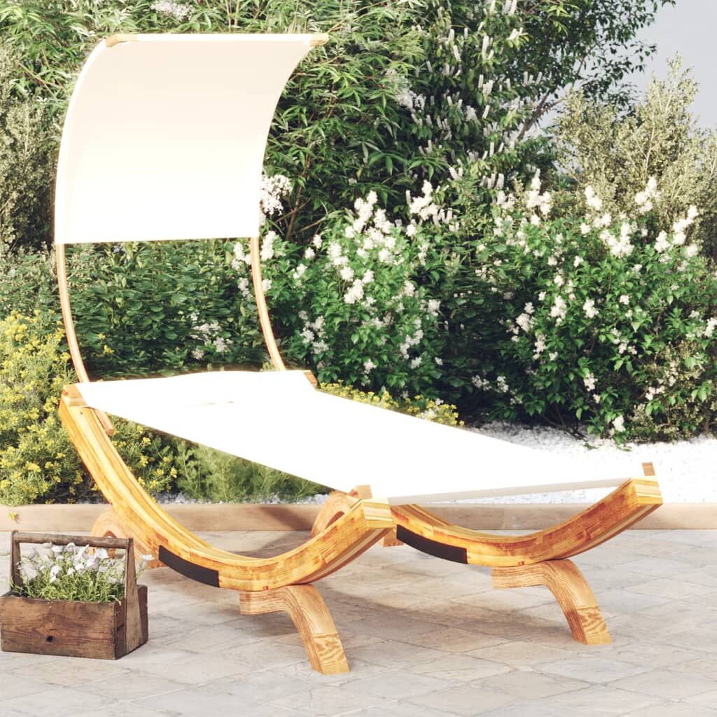 Vidaxl Tumbona Con Dosel Madera Maciza Curvada Crema 100x200x126 Cm_1