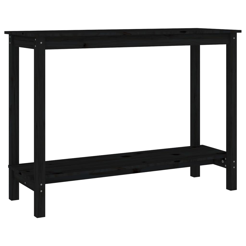 Mesa Consola Madera Maciza De Pino Negro 110x40x80 Cm_0