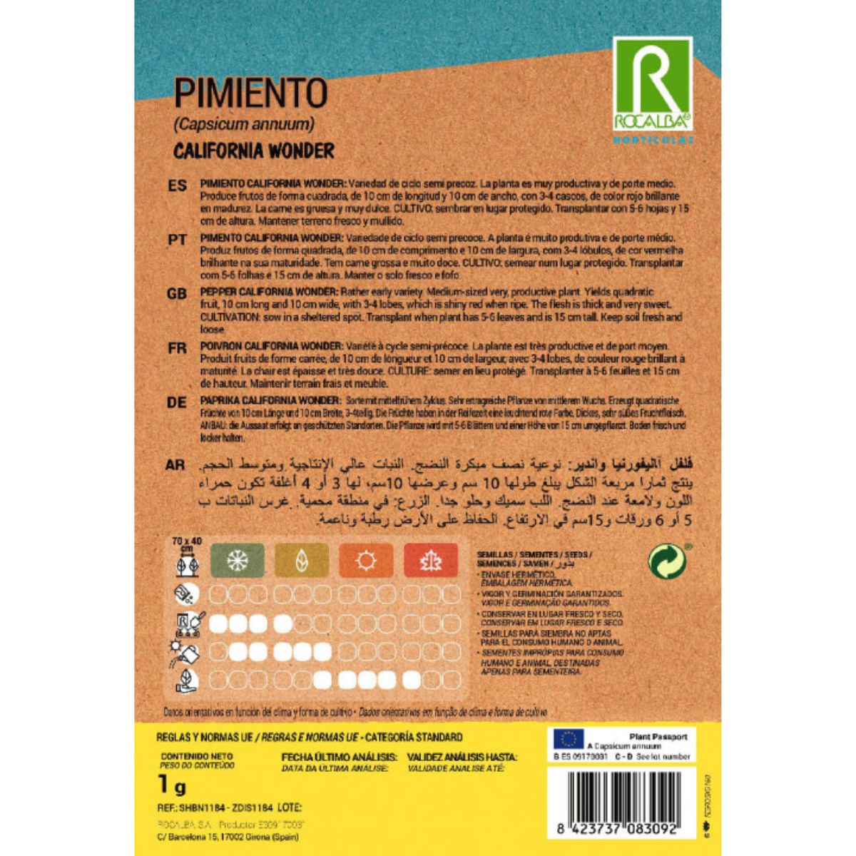 Sementes de pimento California Wonder