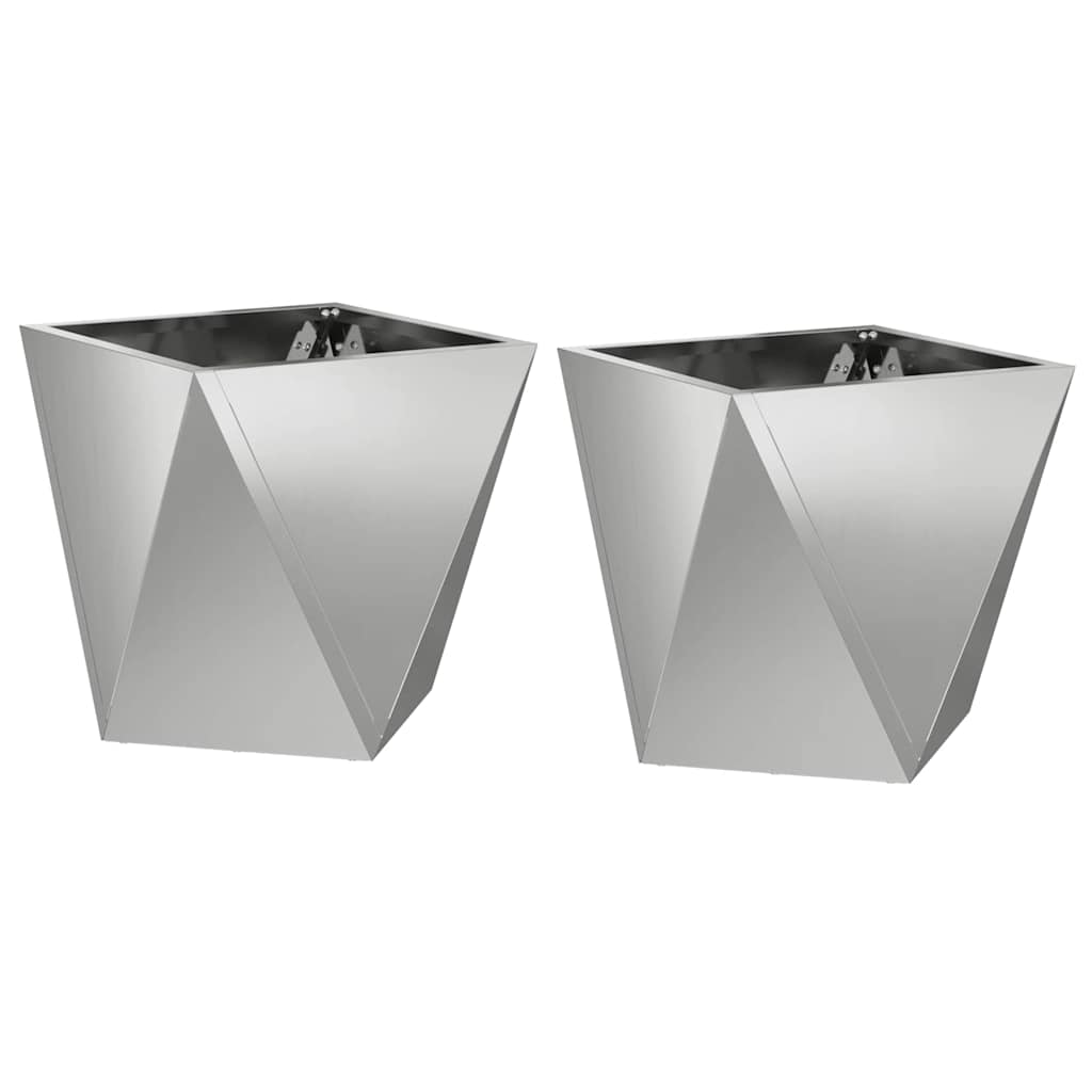 Jardinera 2 Uds. Plateado 30 X 30 X 30 Cm Acero Galvanizado_0