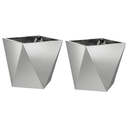 Jardinera 2 Uds. Plateado 30 X 30 X 30 Cm Acero Galvanizado_0