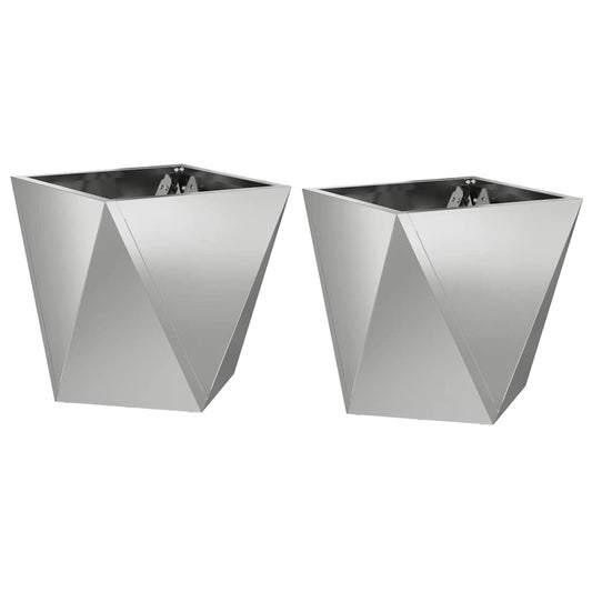Jardinera 2 Uds. Plateado 30 X 30 X 30 Cm Acero Galvanizado_0