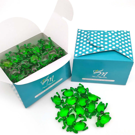 Pack 40 Perlas De Baño Aromatizada En Forma De Rana - Con Aceite De Soja - Hidratante Y Aromática - Aroma Manzana_0