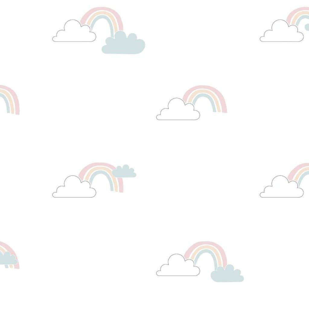 Noordwand Papel Pintado Mondo Baby Clouds Blanco, Azul Y Rosa_0