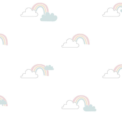 Noordwand Papel Pintado Mondo Baby Clouds Blanco, Azul Y Rosa_0