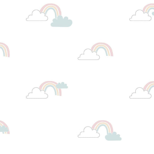 Noordwand Papel Pintado Mondo Baby Clouds Blanco, Azul Y Rosa_0