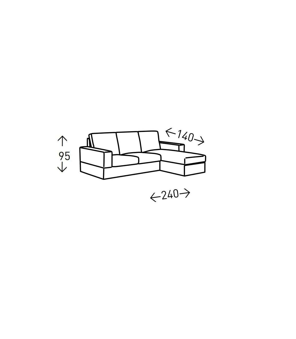 Chaiselongue Reversible Pitres Con Tela Antimanchas Gris. 240 Cm (ancho) X 140 Cm (fondo) X 95 Cm (alto)._3