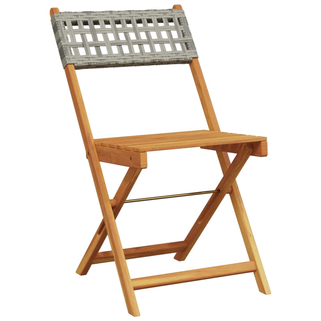Set De Comedor De Jardín 5 Piezas Ratán Pe Madera Maciza Gris / Vetonek_1