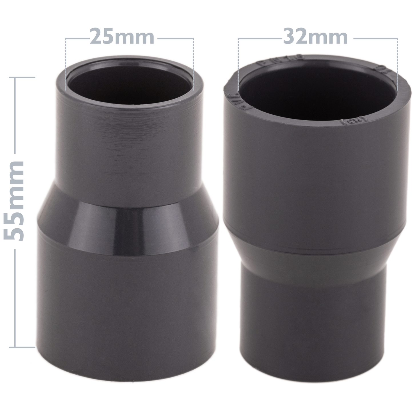 Reducción - Ampliación De Pvc Cónica Concéntrica Ø25-32x32-40mm_1