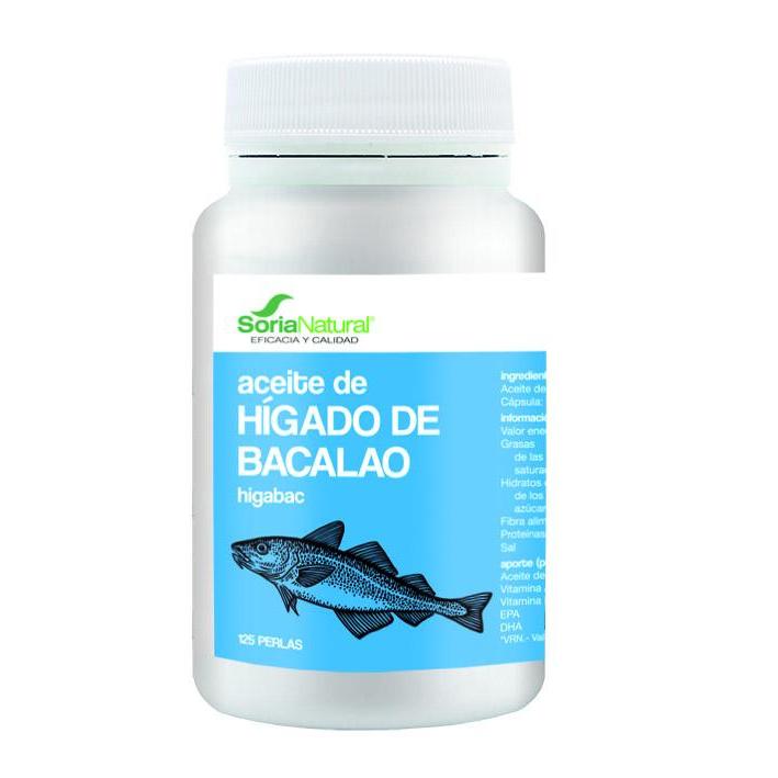 Óleo de fígado de bacalhau natural Higabac Soria 125 pérolas