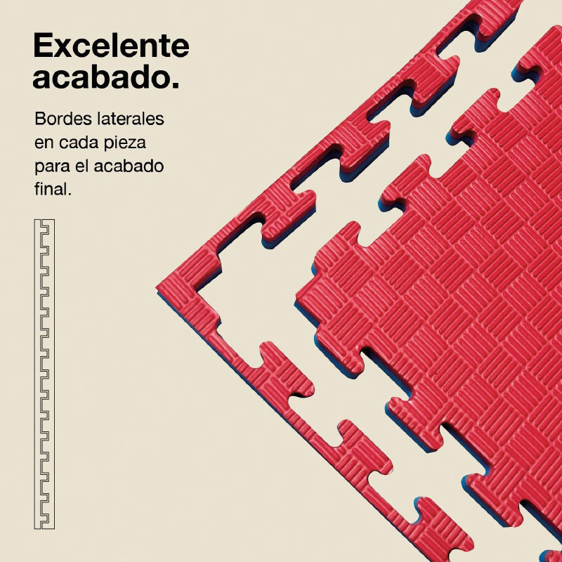 Tatami Puzzle 4cm 100x100cm, Pack 4 Unidades – Superficie 5 Líneas Azul/rojo Jowy_2
