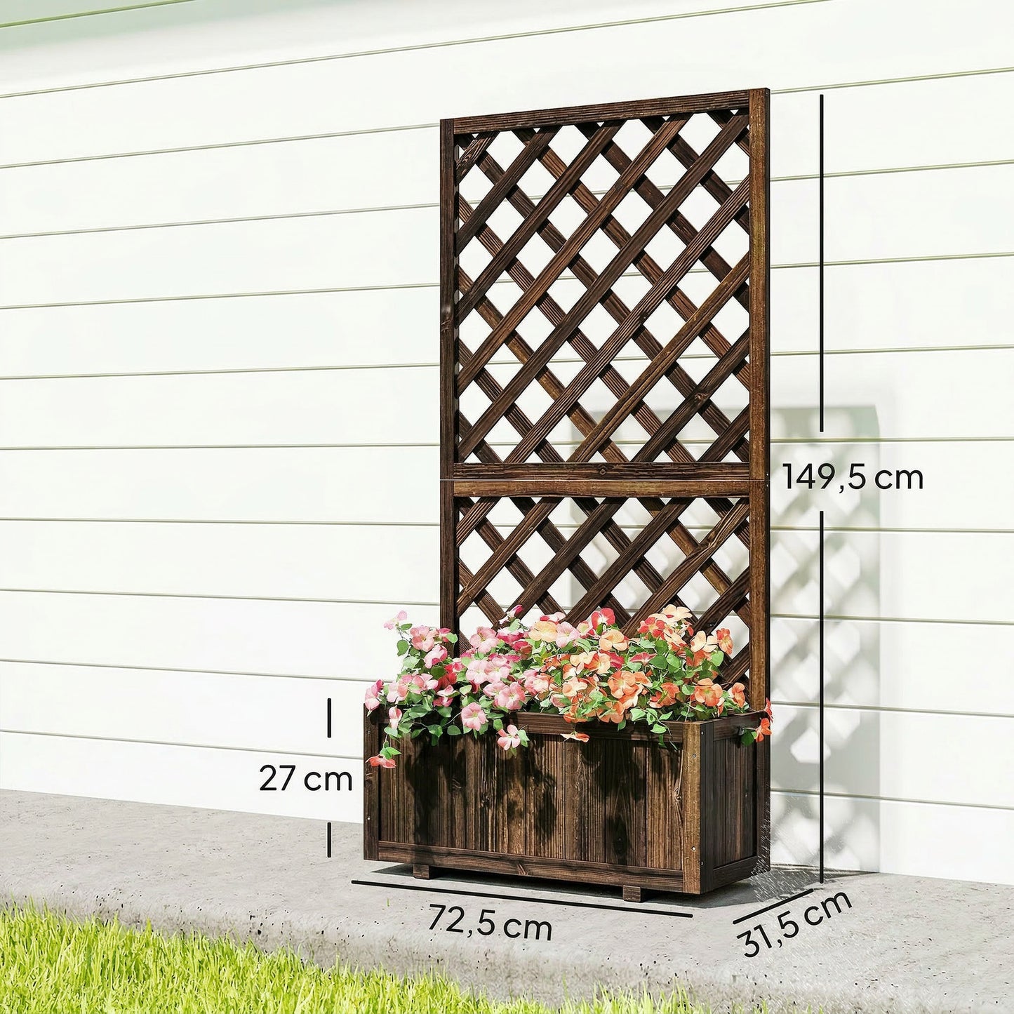 Outsunny Jardinera Con Enrejado De Madera Para Plantas Flores 72,5x31,5x149,5 Cm_2