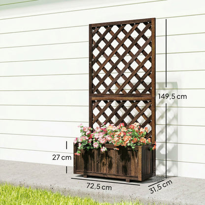 Outsunny Jardinera Con Enrejado De Madera Para Plantas Flores 72,5x31,5x149,5 Cm_2